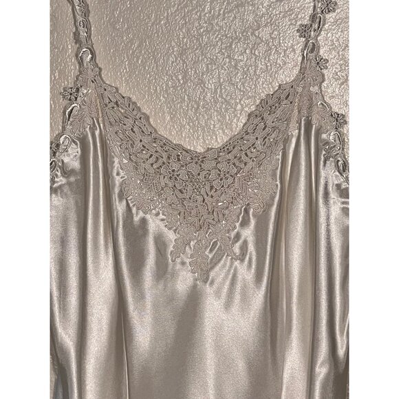 VTG L GLAMOROUS BLOSSOM INTIMATES White Satin Lace Chemise Nightgown Feminine - Picture 9 of 16